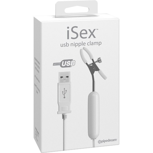 iSex USB Vibrierende Nippelklemme in Weiß